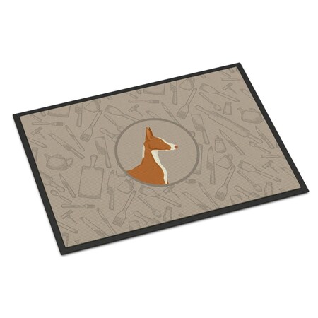 Carolines Treasures 18 x 27 in. Ibizan Hound in the Kitchen Indoor or Outdoor Mat CK2192MAT